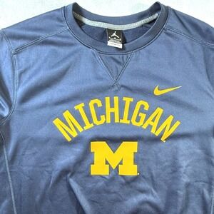 Nike Jordan Michigan Wolverines Crew Neck Sweatshirt Mens Large Therma Fit Blue